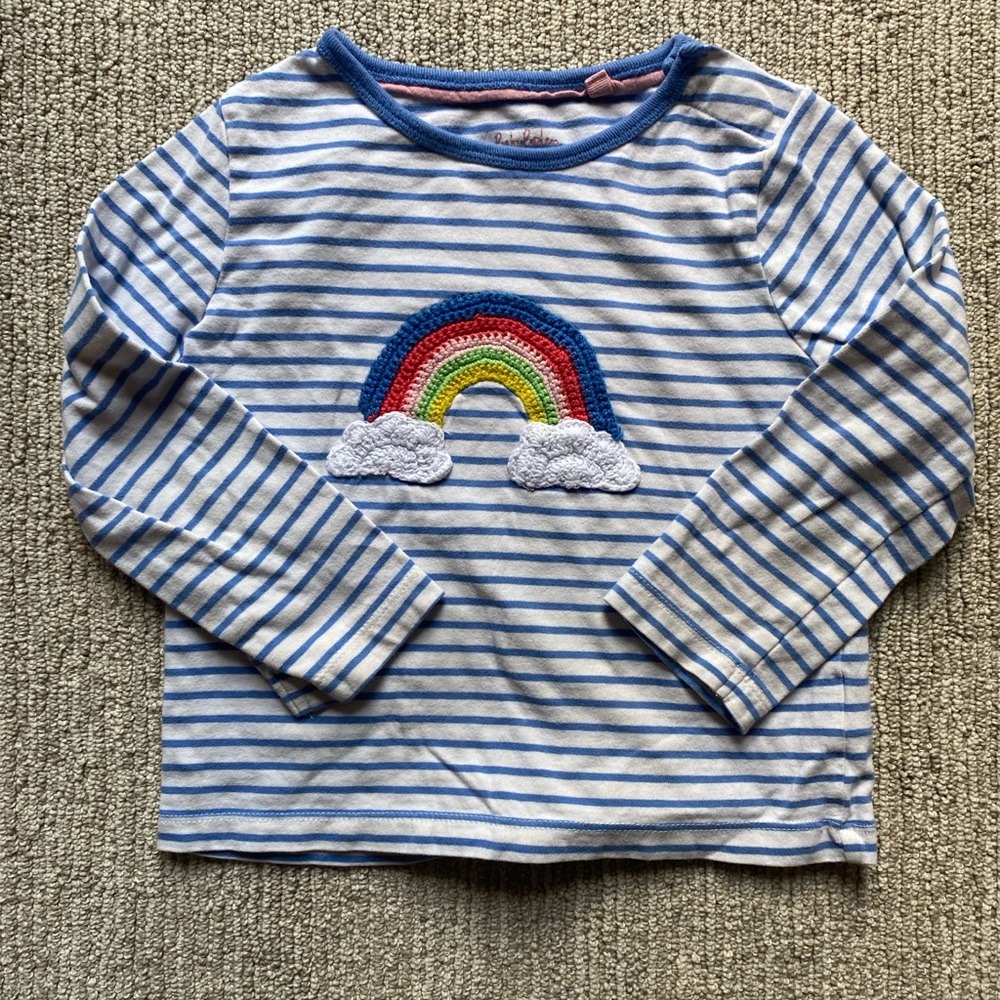 Baby Boden Striped Rainbow Appliqué Top Size 2/3Y EUC